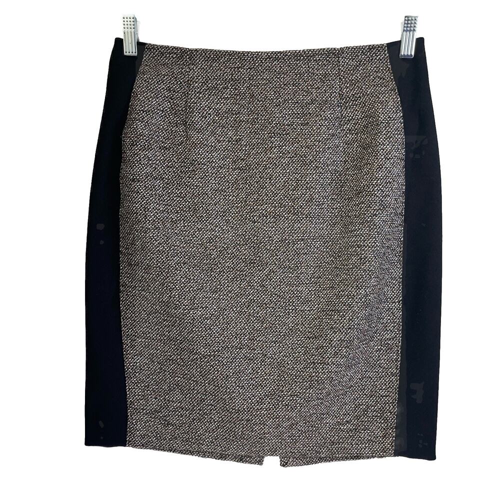 WHBM Skirt Womens 10 Petite Black Gold Knee Length Pencil Career Mobwife